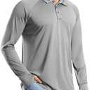 Pudolla Men's Long Sleeve Golf Polo Shirt UPF 50+ Lightweight Sun Protection Cool SPF Hiking Shirts for Men XL
