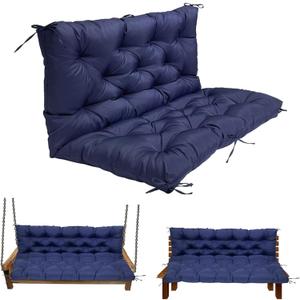 Swing Replacement Cushions for Outdoor: 2-3 Seater Bench Waterproof Cushion with Ties - 4in Thick Swing Cushion for Garden Furniture Patio Porch (60x40in, Dark Blue)