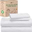 California Design Den Full Sheet Set Cotton, 100% Organic Cotton Percale Sheets, Deep Pocket Sheets & Pillowcase Set - Quatrefoil Grey