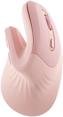 seenda Ergonomic Mouse with Jiggler - Wireless Vertical Mouse with Multi Device Connection (Bluetooth or USB), Reduces Wrist Strain, Quiet Click, Compatible with PC, Laptop, Mac, Windows (Light Pink)