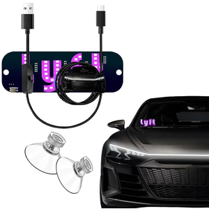 Driver-Specific USB Car LED Light Sign, Windshield Taxi Light Sign with Display, Suitable for Sedans, SUVs, and Cars, Easy Suction Cup Installation, USB Type-A Switch Cable (Pink Light Sign)