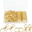 60 Pcs Premium Gold Swivel Clasps Lanyard Snap Hooks with Key Rings, Key Chain Clip Hooks Lobster Claw Clasps for Keychain Clip Lanyard, Jewelry Making, DIY Crafts