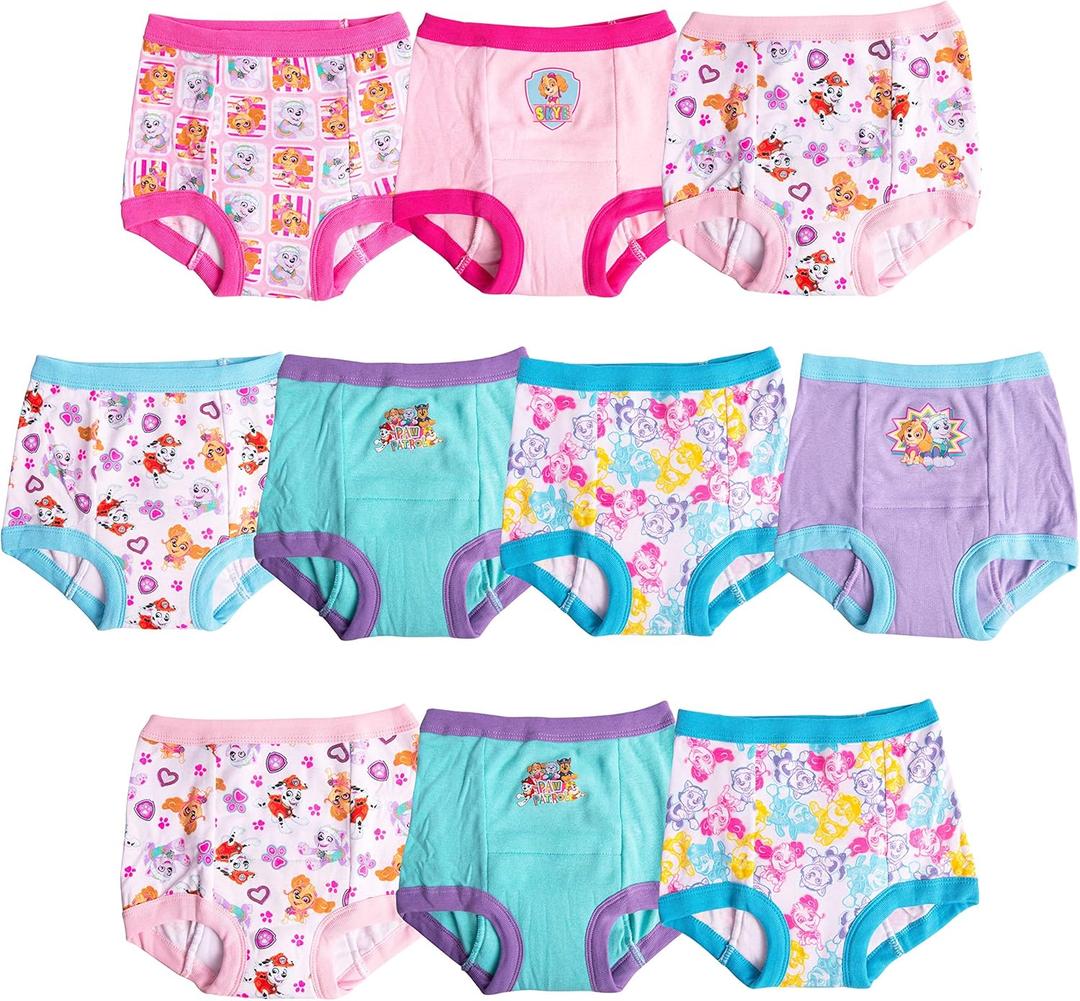 Paw Patrol Girls' Toddler Potty Training Pants with Chase, Skye & More with Success Chart & Stickers Size 18, 2t, 3t, 4t (10-pack)