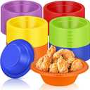 Lallisa 100 Pcs 12oz Rainbow Disposable Plastic Bowls Dessert Cups Ice Cream Snack Salad Soup Food Serving Bowls for Party Favor Picnic