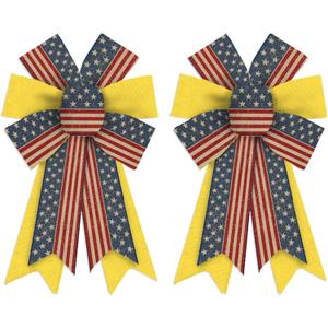 On-Airstore 2 pcs American Flag Wreath Bows Patriotic Bows for Wreaths, Stars and Strips Ribbon Bows 4th of July Decor Bows for Independence Day Indoor Outdoor Decoration Wreath Ornament Supplies