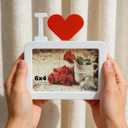 6x4 Inch Heart Photo Frame - Elegant White Plastic Picture Frame with Red Heart for Wall Mount or Tabletop Display, Perfect Sentimental Gift for Wedding, Anniversary, Home & Office Decor