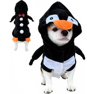 Pet Costume for Small Dogs Cats, Halloween Hoodies Winter Puppy Coat Outfits Funny Pajamas Clothes for Christmas Party, Penguin L (L(Bust: 17.72 inch))