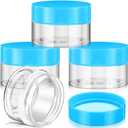 Patelai 3 Pieces Round Wide-mouth Leak Proof Plastic Container Jars with Lids for Travel Storage Makeup Beauty Products Face Creams Oils Salves Ointments DIY Making(1 Ounce,Blue)