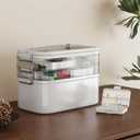 NiHome Home & Travel 4-Tier Medicine Storage Box with Portable Pill Case, Durable Adjustable Compartments, Moisture-Resistant Lid, Secure Handles for Pill Organization, Vitamins, Supplements (White)