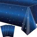 4 Pack Starry Night Tablecloth Set - 86' x 51' Rectangle Plastic Tablecloth Space Theme Table Cover - Galaxy Stars Birthday Party Supplies