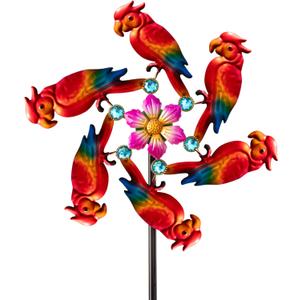 44" Parrot Garden Wind Spinners - Metal Outdoor Stakes Kinetic Wind Spinner Windmills Decor, Wind Sculpture Yard Art Decorations for Patio, Lawn & Garden