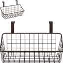 Spectrum Hanging Baskets for Organizing (Small, Bronze) - Grid Over the Cabinet Wire Basket for Kitchen or Bathroom - Door Hanging Storage Organizer for Cleaning Supplies, Washcloths, & Hand Towels