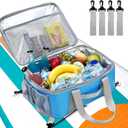 Paddle Board Cooler Bag, Waterproof Portable Deck Bag with Top Mesh Pocket,Kayak Cooler Bag with Side Pouches for Water Bottles,Inflatable Paddle Board Accessories Coolers for Sup, Kayak (Blue)