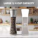 Home EC Original Stainless Steel Sea Salt and Pepper Grinder Set of 2 - Adjustable Ceramic Grinder - Diamond Pattern Glass - Salt and Pepper Shakers - Kitchen Spice Mill - Modern Kitchen Accessories