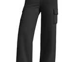 G4Free EverGoing Women's Wide Leg Yoga Pants with 4 Pockets High Waisted Cargo Pants Stretch Casual Sweatpants (Black, S)