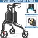 HOMLAND 3 Wheel Walkers for Seniors, Lightweight Foldable Aluminum Three Wheel Walker, Height Adjustable Compact Rollator Walker with Removable Storage Bag