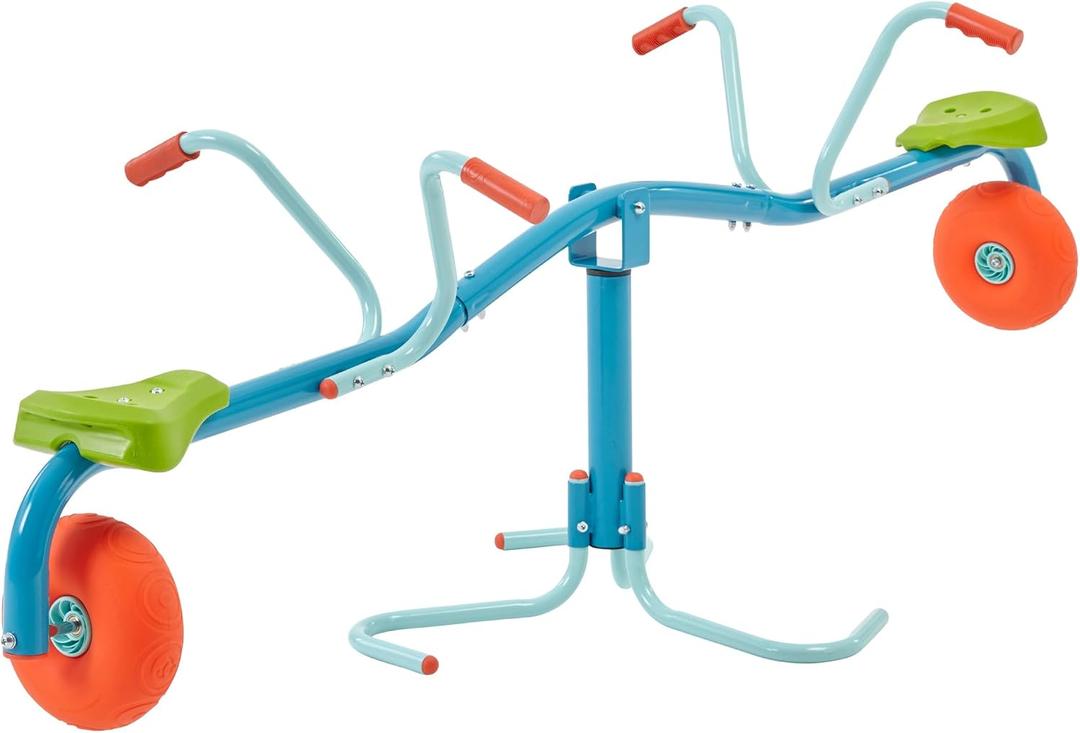 TP Toys Spiro Spin Teeter Totter - Bounces and Spins 360 Degrees, Blue/Green