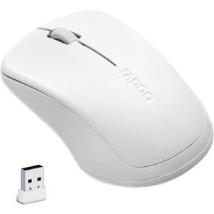 Rapoo 1680 Silent Wireless Mouse, 2.4GHz Cordless with USB Receiver, 1K DPI, 3 Buttons Computer Mouse with 12M Battery Life, Ambidextrous Computer Mice for PC/Tablet/Laptop, White