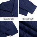 Yousify Mens Quarter-Zip Pullover Sweater Casual Mock Neck Cable Knitted Winter Warm Chunky Polo Sweaters (Blue, M)