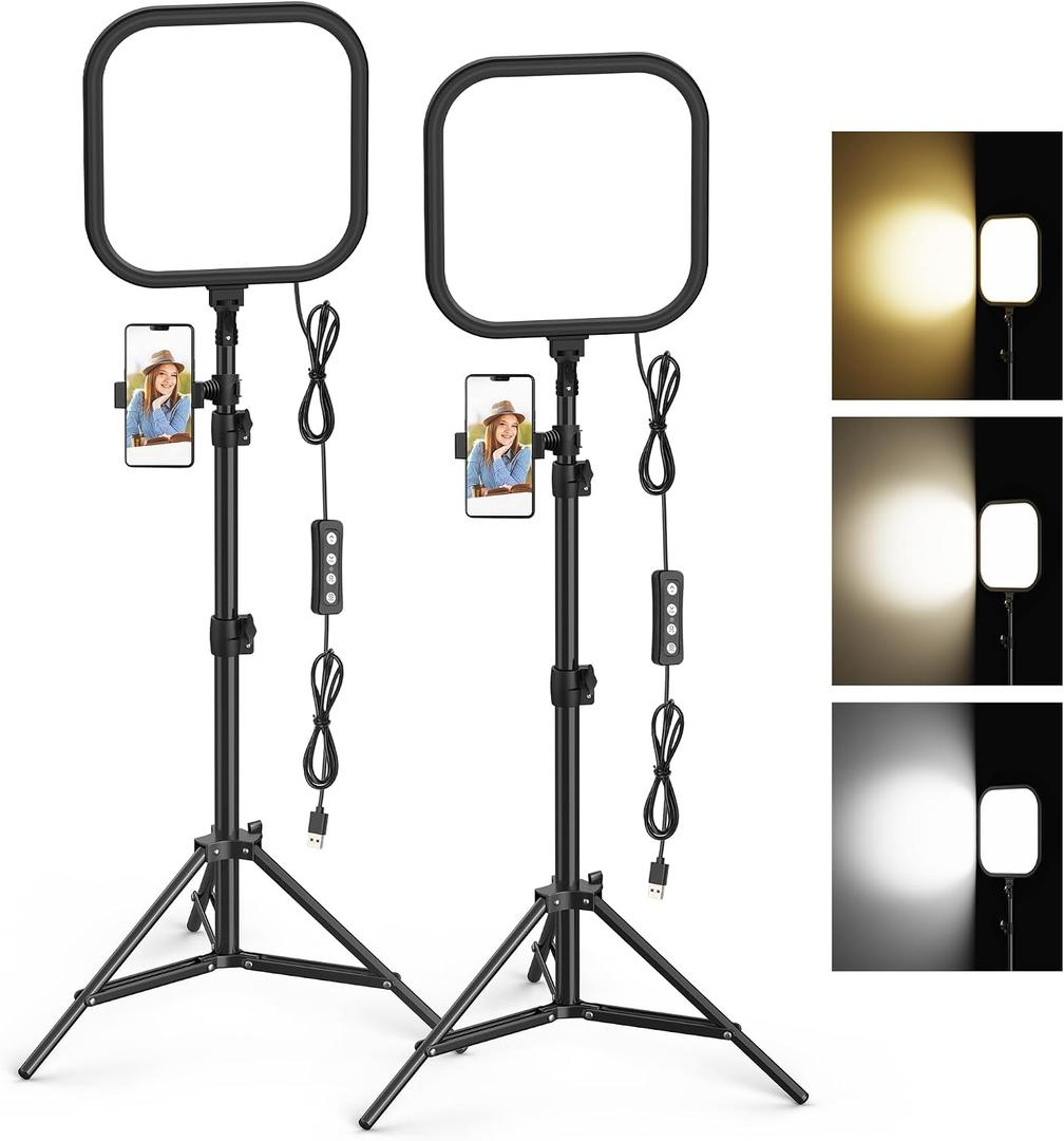 2Pack LED Video Light Kit, Hagibis 15W Photography Lighting Kit, 78" Dimmable Studio Lights with Tripod, 2500-8500K Stream Light for Video Recording, Game Streaming, Photography, Tiktok, YouTube,  9.2"L x 9"W x 78"H, USB Type C