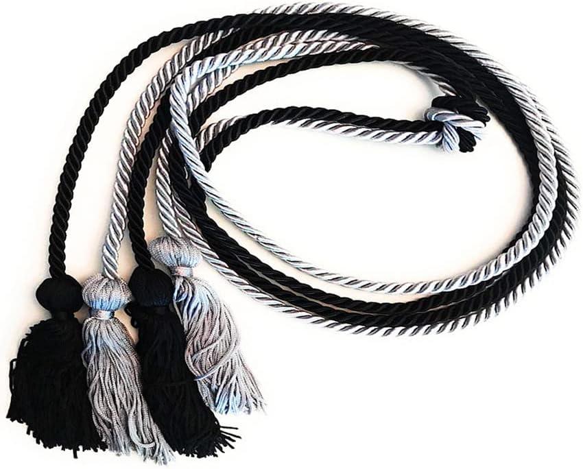 HEPNA Handmade Graduation Honor Cords, 2 PCS 68 Inch,Black and Silver