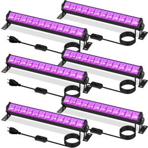 40W Black Light Bar, LED Blacklight with 6FT Cord & Switch, Black Lights for Glow Party, Halloween, Birthday, Body Paint, Bedroom, Classroom, Light Up Large Space, 6 Pack