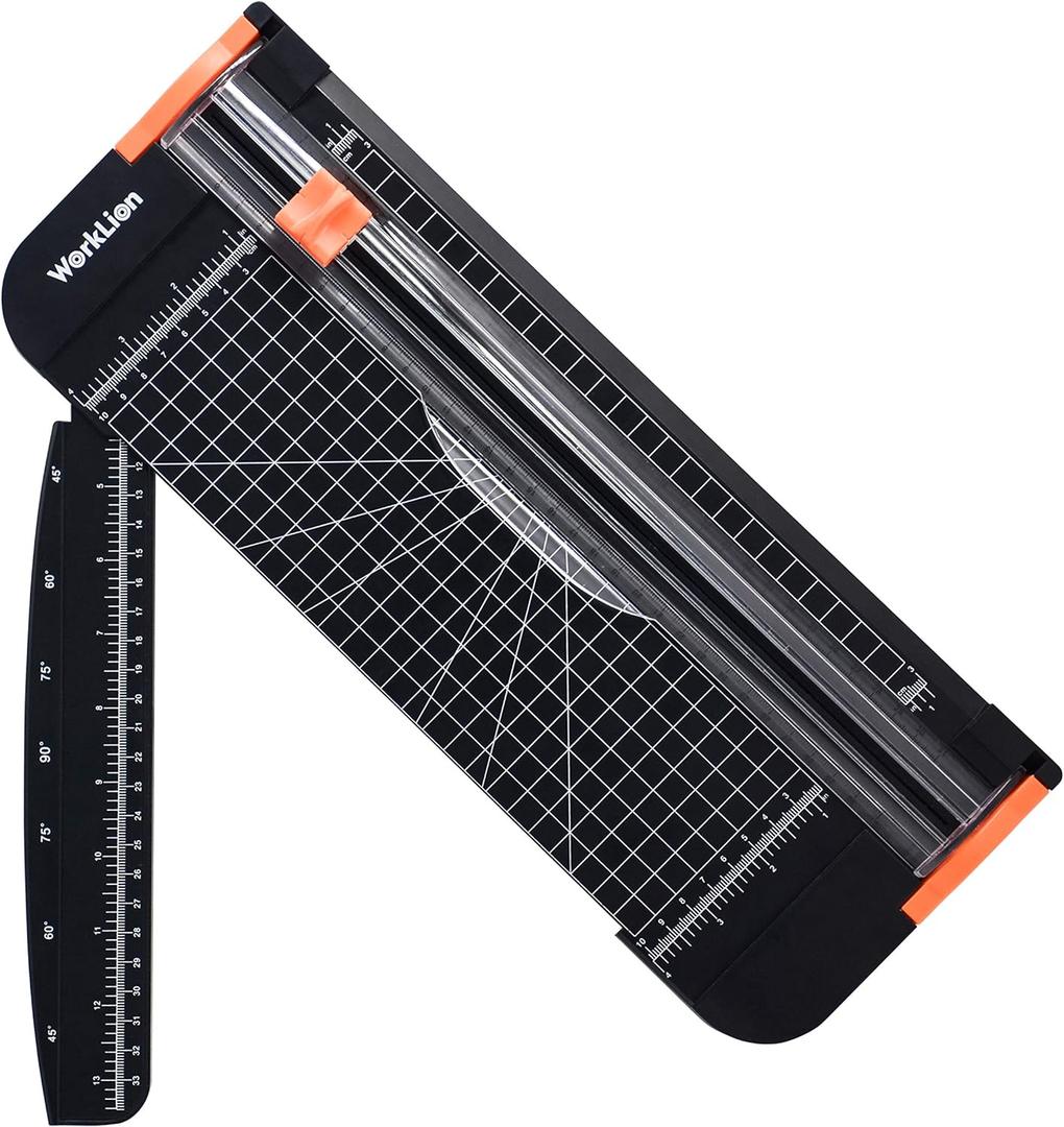 WORKLION Paper Cutter - A4 Paper Craft Cutter with Security Blade for Cut, Coupon, Label, Cardstock, Photo, 12 inch Black Office Paper Trimmer
