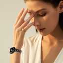 Dilando Cool Chain Metal Link Bands Black Compatible with Apple Watch 38mm 40mm 42mm 44mm Women with Bling Case, Stainless Steel Band with Bling Case for Iwatch SE Series 8 7 6 5 4 3 2 1(Black, 38mm)