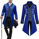 Men's Medieval Steampunk Jacket Victorian Coat Renaissance Renaissance Tailcoat Halloween Costume (3X-Large, Blue)