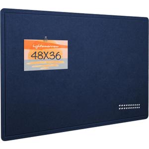 Large Bulletin Board - 48 x 36 Inches, Decorative Felt Pin Board for Wall - 4' x 3' Foldable Photo Display Board with Self-Adhesive Tape, Includes 20 Push Pins - Dark Blue, 4836 inches