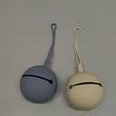 2 Pack Silicone Pacifier Holder Case, BPA-Free Silicone Newborn Pacifier Pouches for Baby Boys & Girls, Portable Silicone Pacifier Container Case (Light Grey/Tradewinds)