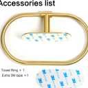 HouseAid Self Adhesive Towel Ring for Bathroom, Stainless Steel Adhesive Hand Towel Holder, No Drilling Modern Hand Towel Hanger, Brushed Gold