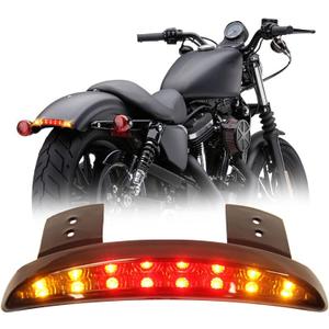 DREAMIZER Motorcycle Chopped Rear Fender Edge LED Brake License Plate Tail Light Stop Running Light Turn Signal Lamp for Harley Sportster XL883N 1200N XL1200V XL1200X (Black Lens)