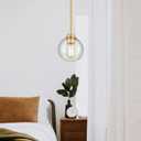 Brass Pendant Lights Kitchen Island 2 Pack, Farmhouse Gold Pendant Light with Clear Glass Globe Shade, Kitchen Island Lighting for Dining Room Entryway, AD-22280-1P2-GD-C