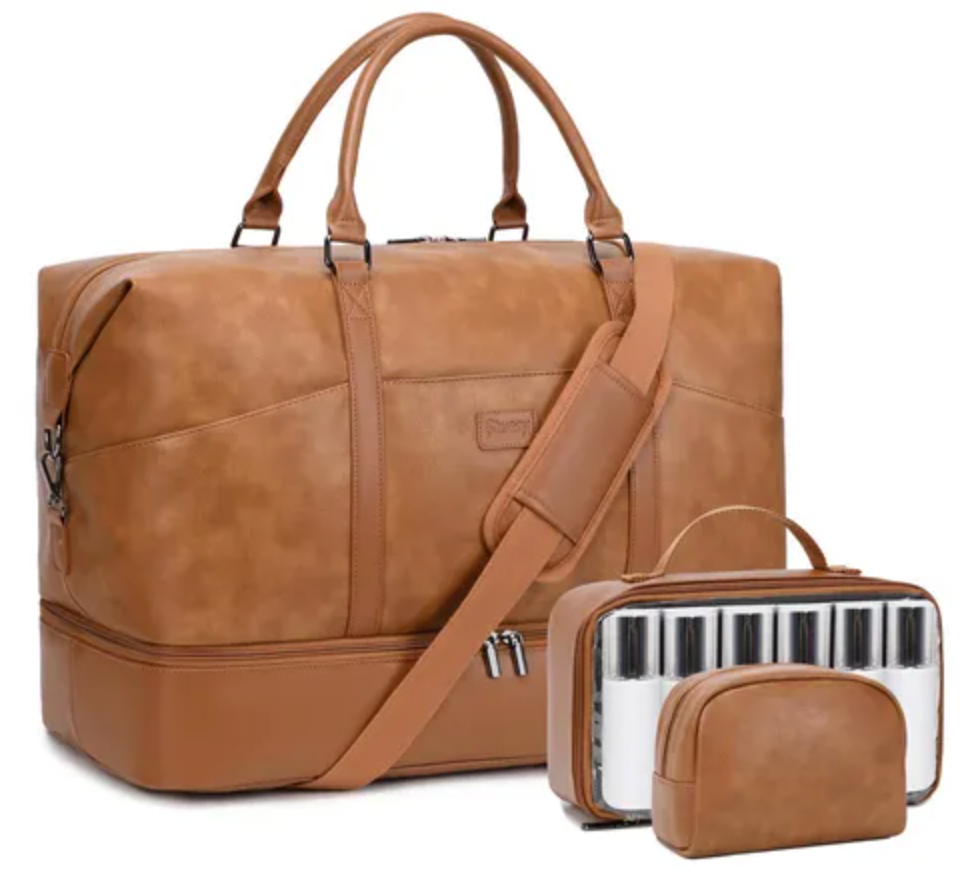 Weekender Bag, Large Travel Duffel Bag for Women, Carry on Overnight Bag with Shoe Compartment and Toiletry Bags