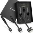 Leather Hole Punch, Prong Punch, Black Hole Punch Tool 5mm, 2/4/6 Lacing Stitching Punch, Round Hole Prong Stitching Chisel Set Leather Working Tools for Leathercraft