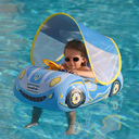 Swimbobo Toddler Pool Float Inflatable Car Baby Swim Float with Adjustable Sun Canopy and Safety Seat Pool Toys for Kids 3+ Years Old