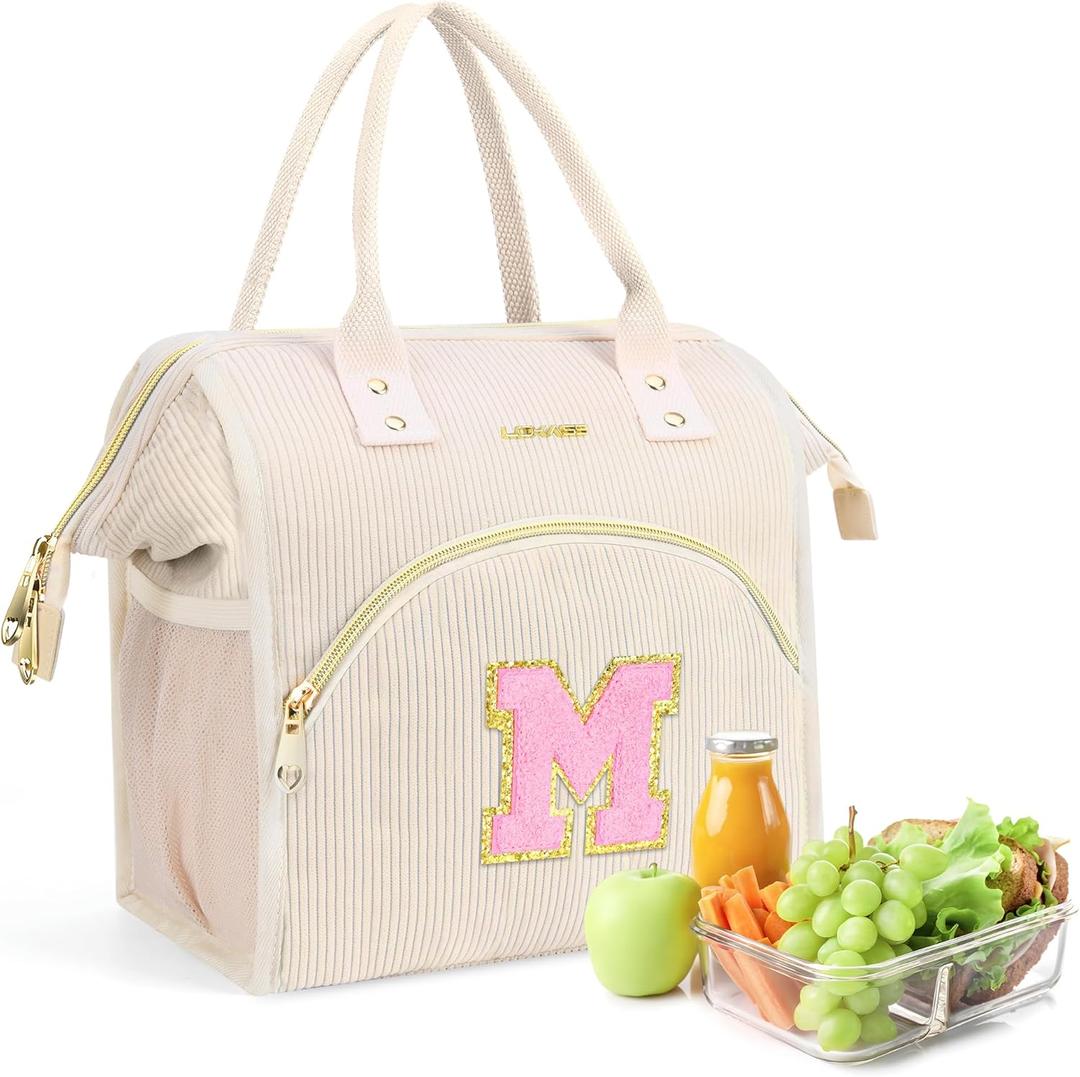 Initial Lunch Bag for Adult Women (Beige)