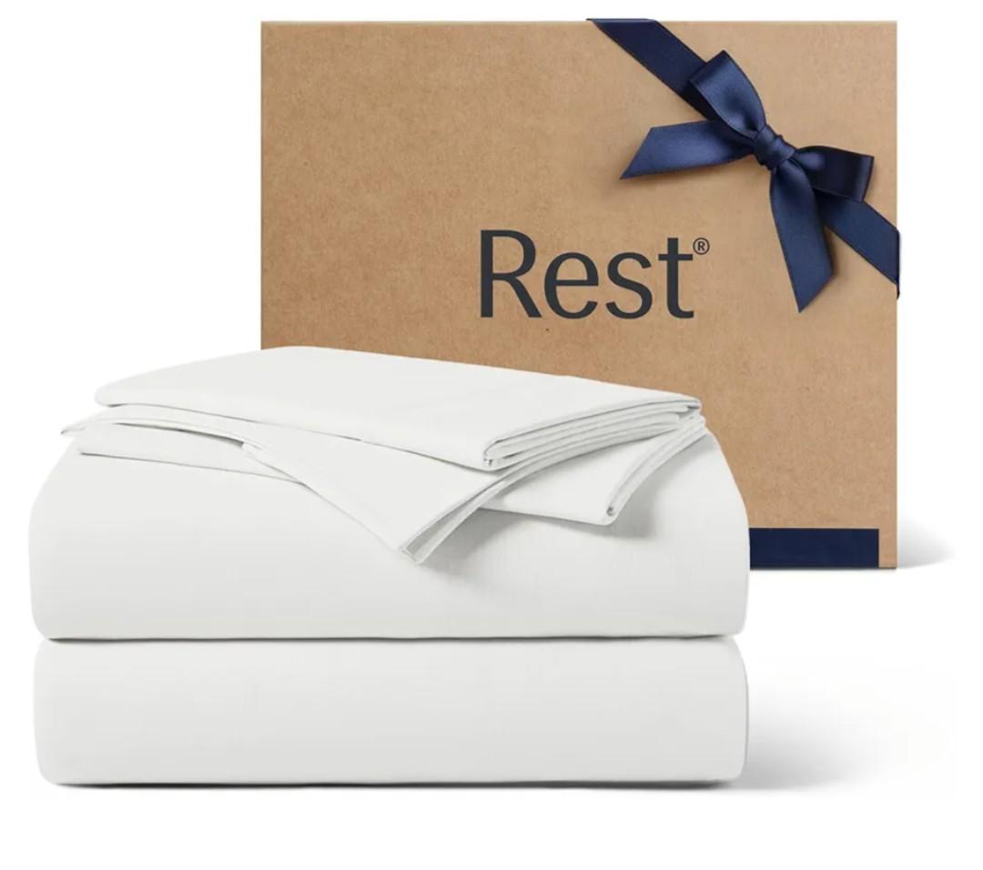 REST® Evercool®+ Cooling Sheet Set, King Size, Arctic White, Breathable Bed Sheets for Hot Sleeper and Night Sweats, with Pillowcases, with Ionic+ Self-Cleaning Silver Yarn for Sensitive Skin, 4PCS