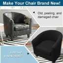 WOMACO 2 Pieces Club Chair Slipcover Printed Stretch Armchair Tub Round Barrel Swivel Chair Covers with Cushion Cover Elastic Bottom Sofa Furniture Protector for Tullsta (1, Black)