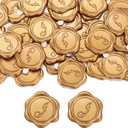 Yoption Initial J Wax Seal Stickers, 50 Pack Antique Gold Self Adhesive Letter Envelope Seal Stickers for Wedding Party Birthday Christmas (J)