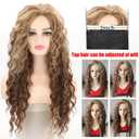 Fencca Brown Highlights Long Curly Wigs for Women Heat Resistant Synthetic Hair Brown Mixed Blonde Wave Curly Wig
