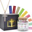 Large Size Read Me When Bible Verses Jar for Emotions and Feelings(108pcs),Christian Gifts For Women,Hope and Prayer Jar with Cross Necklace,Religious Gifts for Mom,Bible Accessories