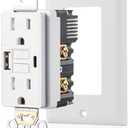 Suplevel 15 Amp Self-Test GFCI Outlet Combination with USB Type A and Type-C, Tamper Resistant Thinner Duplex Outlet, in-Wall, USB Charger for Smartphones, Tablets and Smart Home Appliance, White
