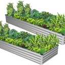 2PCS 9x3x1ft Galvanized Raised Garden Bed,Outdoor Planter Box Metal Patio Kit Planting Bed for Vegetables Flowers Herb,Silver