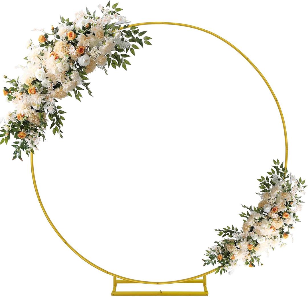 6.6FT Round Backdrop Stand Wedding Arch Frame Circle Stable Gold Metal Arch Stand for Wedding Birthday Party Baby Shower Bridal Shower Photography Decoration