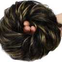 Messy Bun Hair Curly Wavy Messy Remy Human Hair Extensions Chignon for Women Brazilian Human Hair Messy Bun Chignon Extension Fluffy Bun Hair Scrunchies Extension Real Human Hair Buns (Color : P1B-27