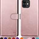 SUANPOT for iPhone 11 6.1 inch (NON 11 Pro 5.8") Leather Wallet case with RFID Blocking Credit Card Holder, Flip Folio Book Phone case Shockproof Cover Pocket for Women Men for Apple 11 case Rose Gold
