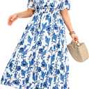 Women Plus Size Summer Dress - Easter Spring Floral Wedding Guest Maxi Long Dress (Black, XXXL)
