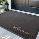 DEXI Front Door Mat Outside Entrance, 4x6 ft Extra Large Rubber Entry Doormat Heavy Duty, Non Slip Welcome Mats for Inside House Floor Entryway Exterior Patio, Welcome Grey